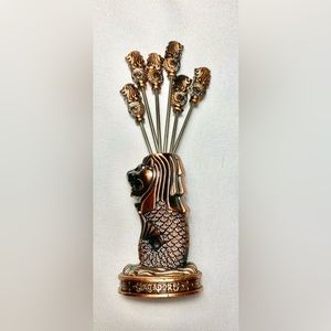 Appetizer Cocktail Forks Merlion Building Model of Singapore Crafts 5 Lion head
